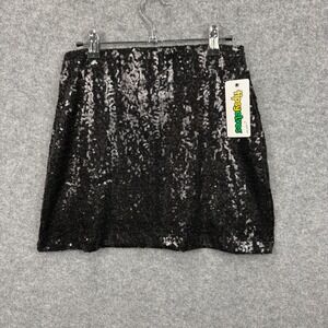Tipsy Elves Womens Black Sequin Mini Skirt TE-CWD97M Size Medium NWT